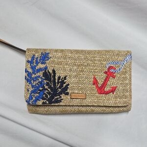 NWT Vera Bradley Straw Beach Wristlet 24477-H52/Natural, Nautical Anchor